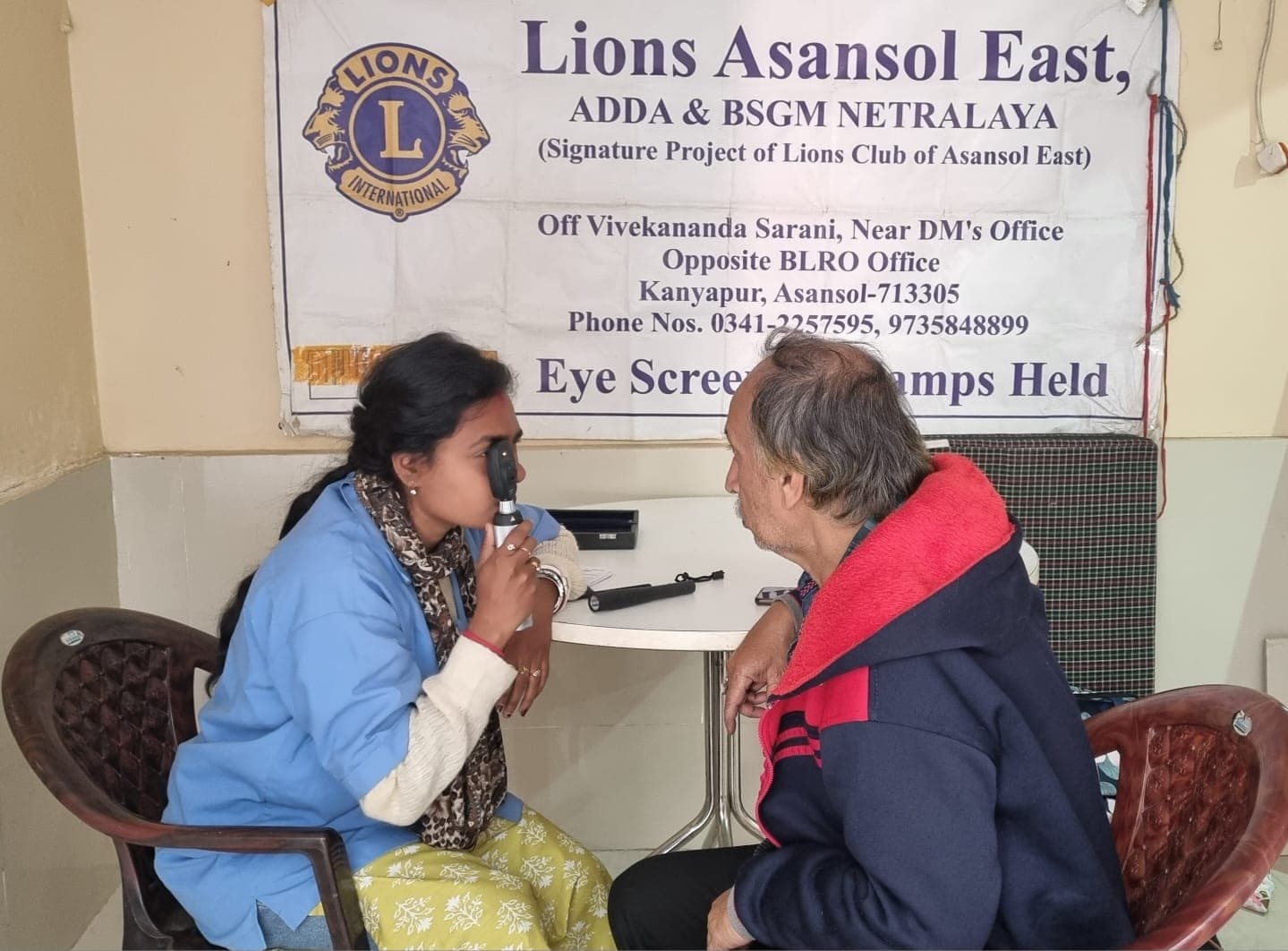 Eye checkup at a camp